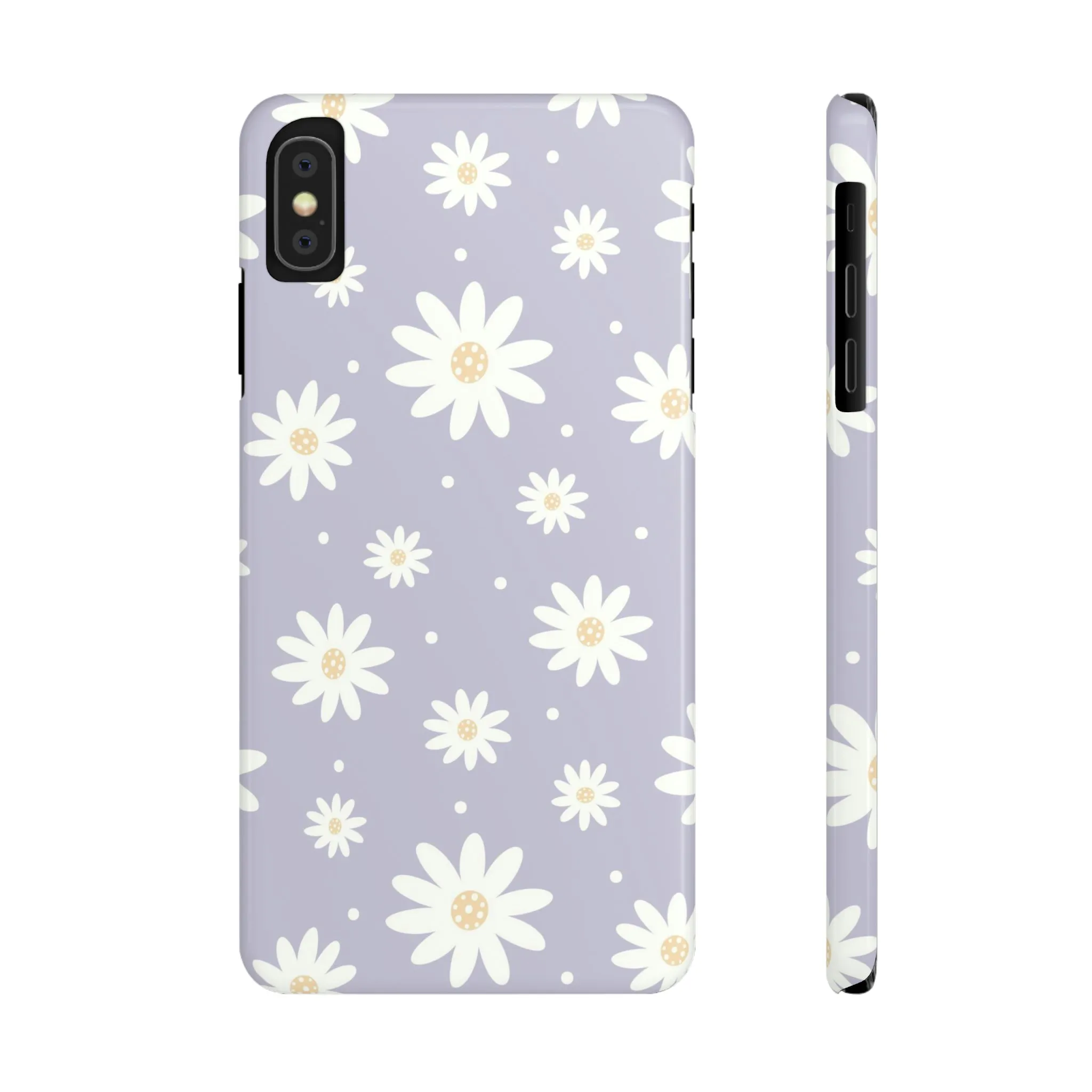 Purple background and Daisies Design Sleek Elegance Wireless-Charging Compatible Phone Case Slim Phone Case compatible with over 20 iphone models