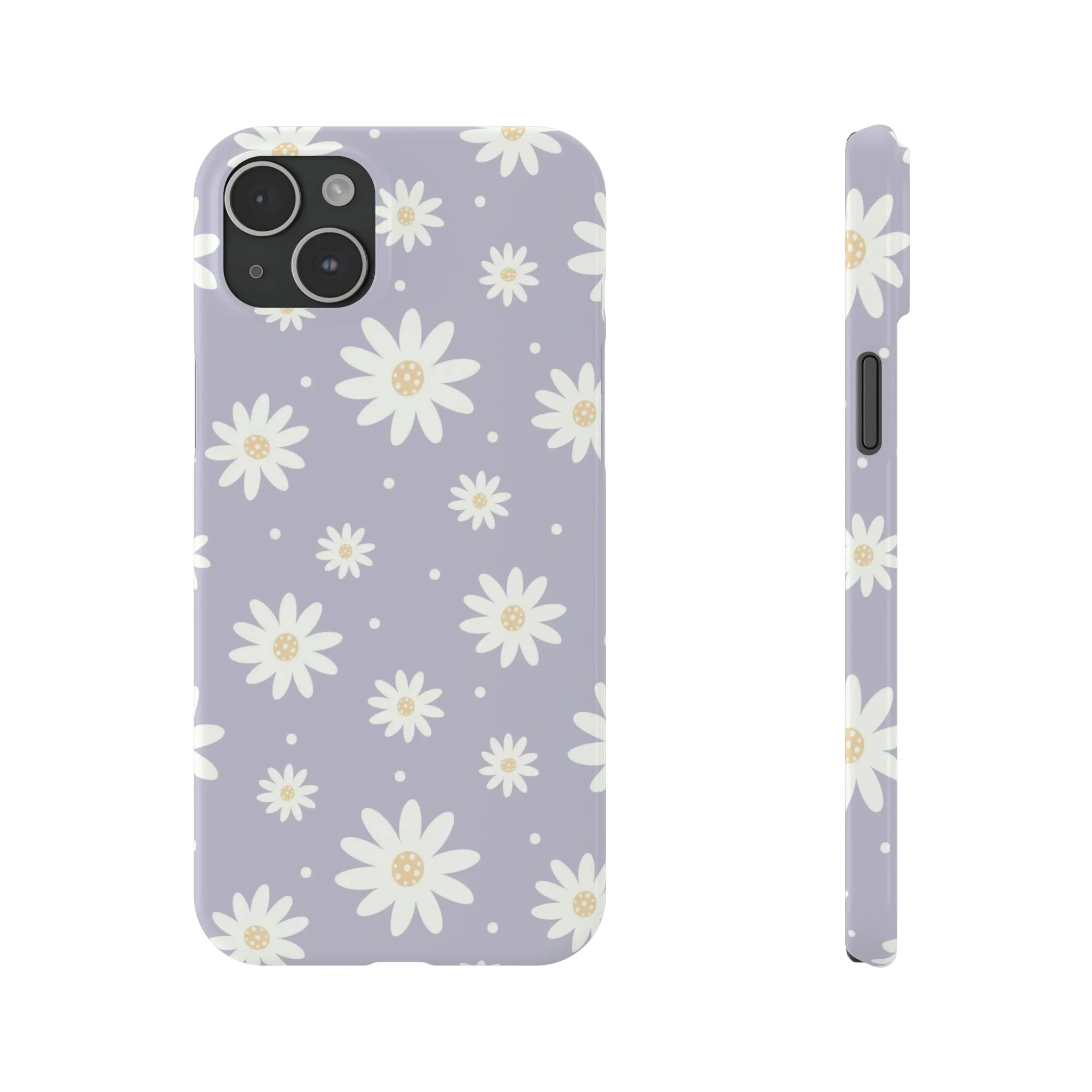 Purple background and Daisies Design Sleek Elegance Wireless-Charging Compatible Phone Case Slim Phone Case compatible with over 20 iphone models