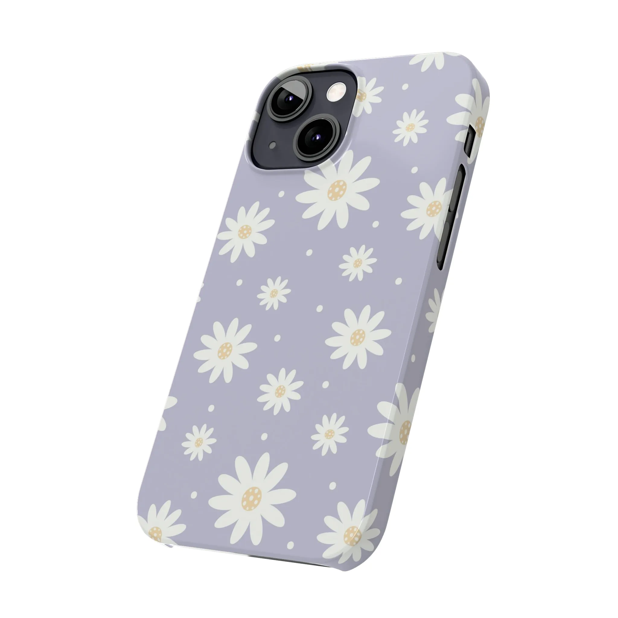 Purple background and Daisies Design Sleek Elegance Wireless-Charging Compatible Phone Case Slim Phone Case compatible with over 20 iphone models