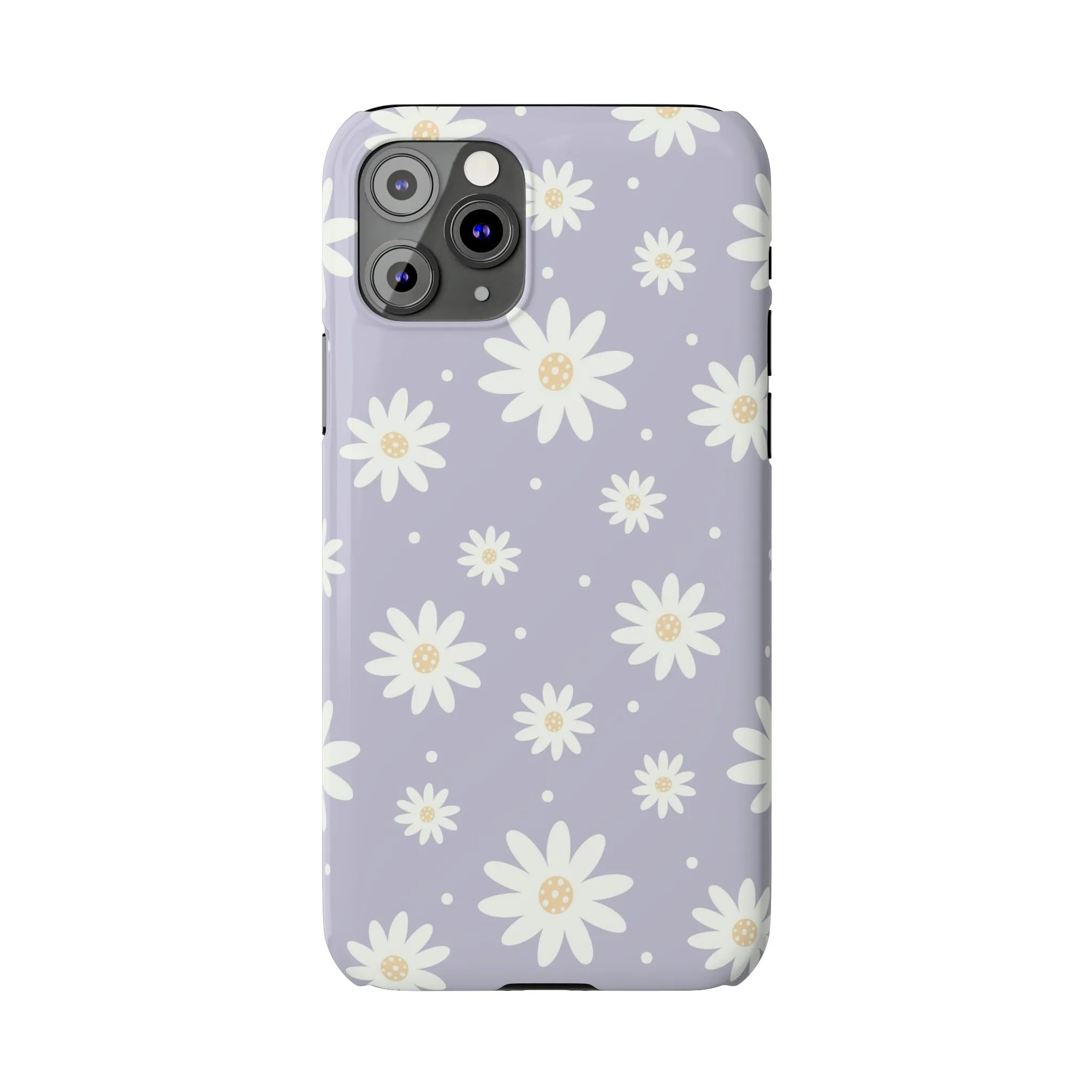 Purple background and Daisies Design Sleek Elegance Wireless-Charging Compatible Phone Case Slim Phone Case compatible with over 20 iphone models