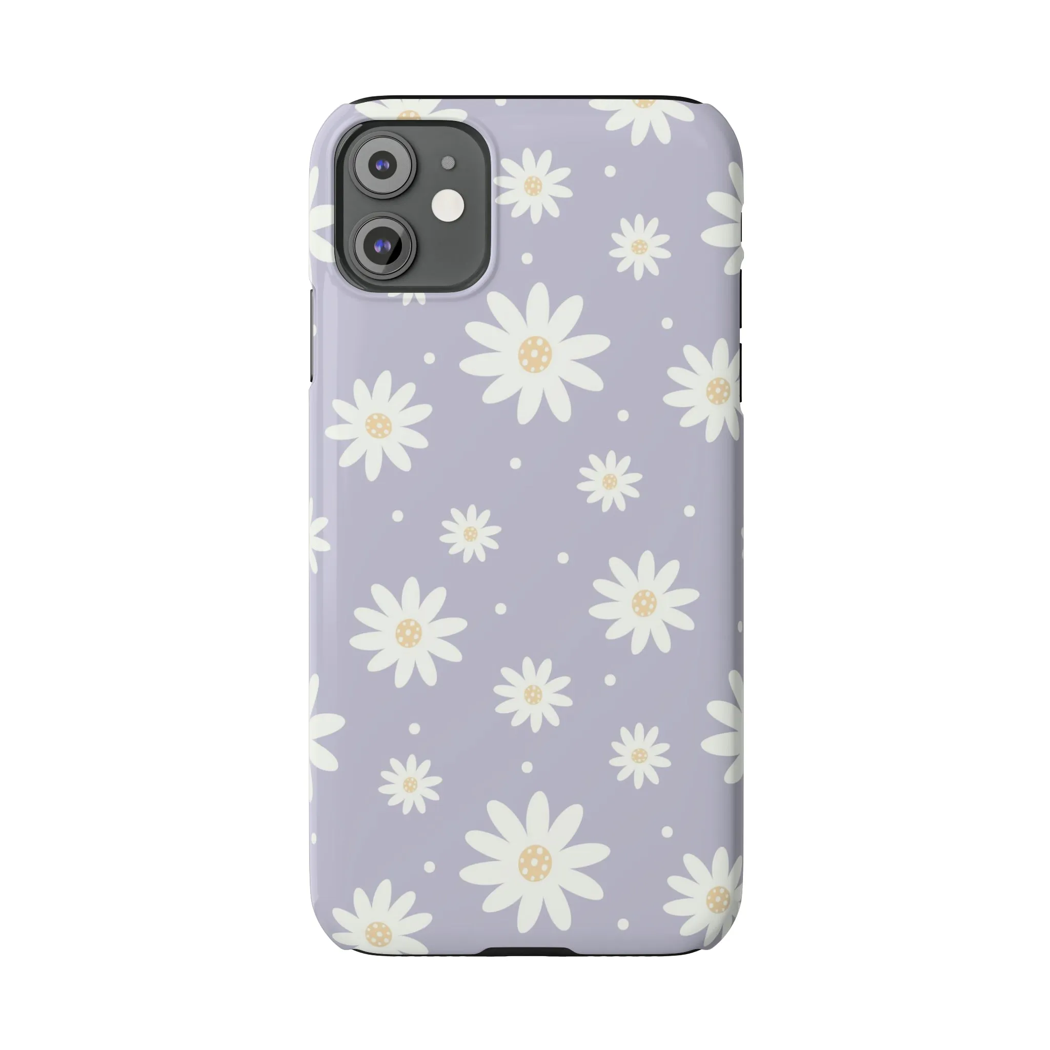 Purple background and Daisies Design Sleek Elegance Wireless-Charging Compatible Phone Case Slim Phone Case compatible with over 20 iphone models