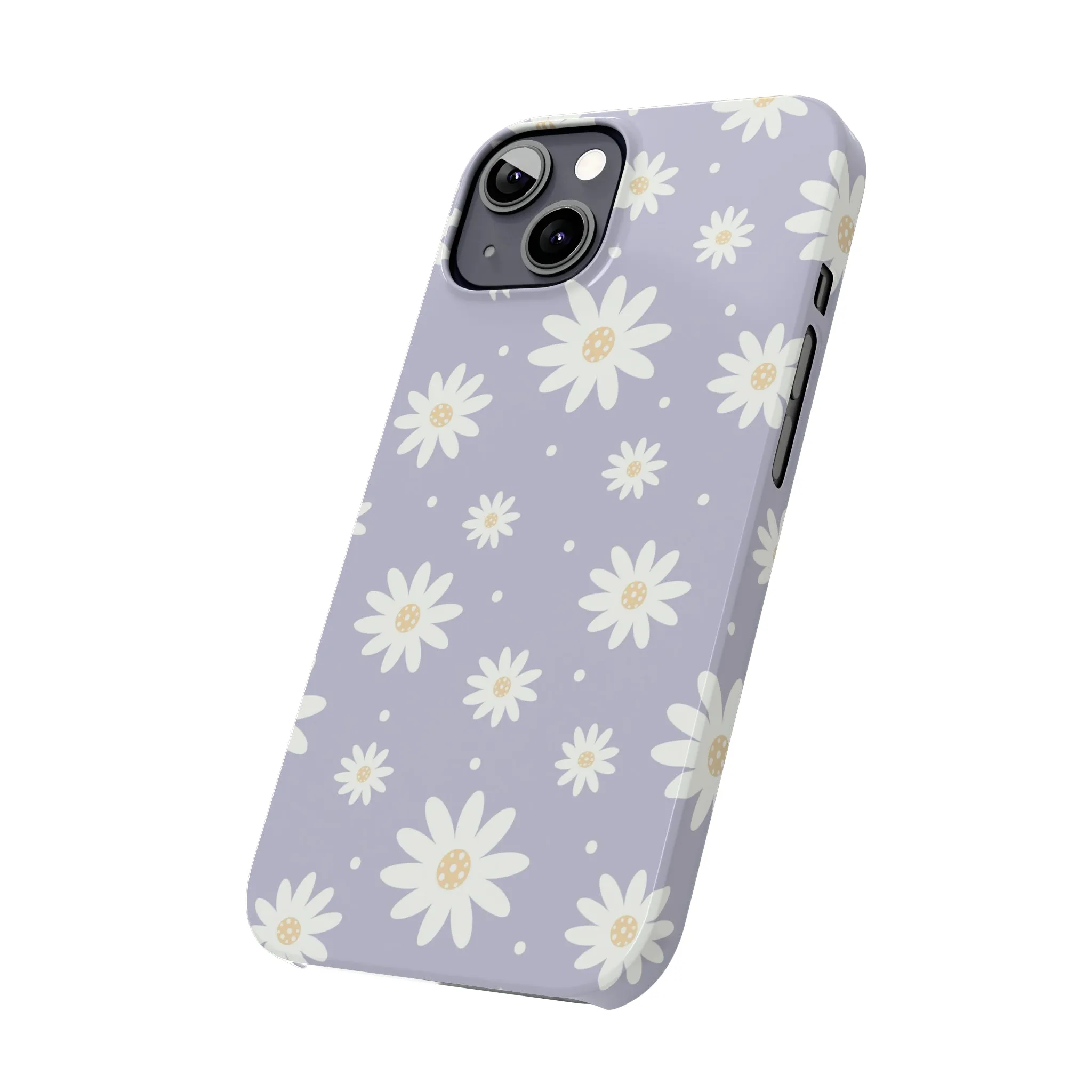 Purple background and Daisies Design Sleek Elegance Wireless-Charging Compatible Phone Case Slim Phone Case compatible with over 20 iphone models