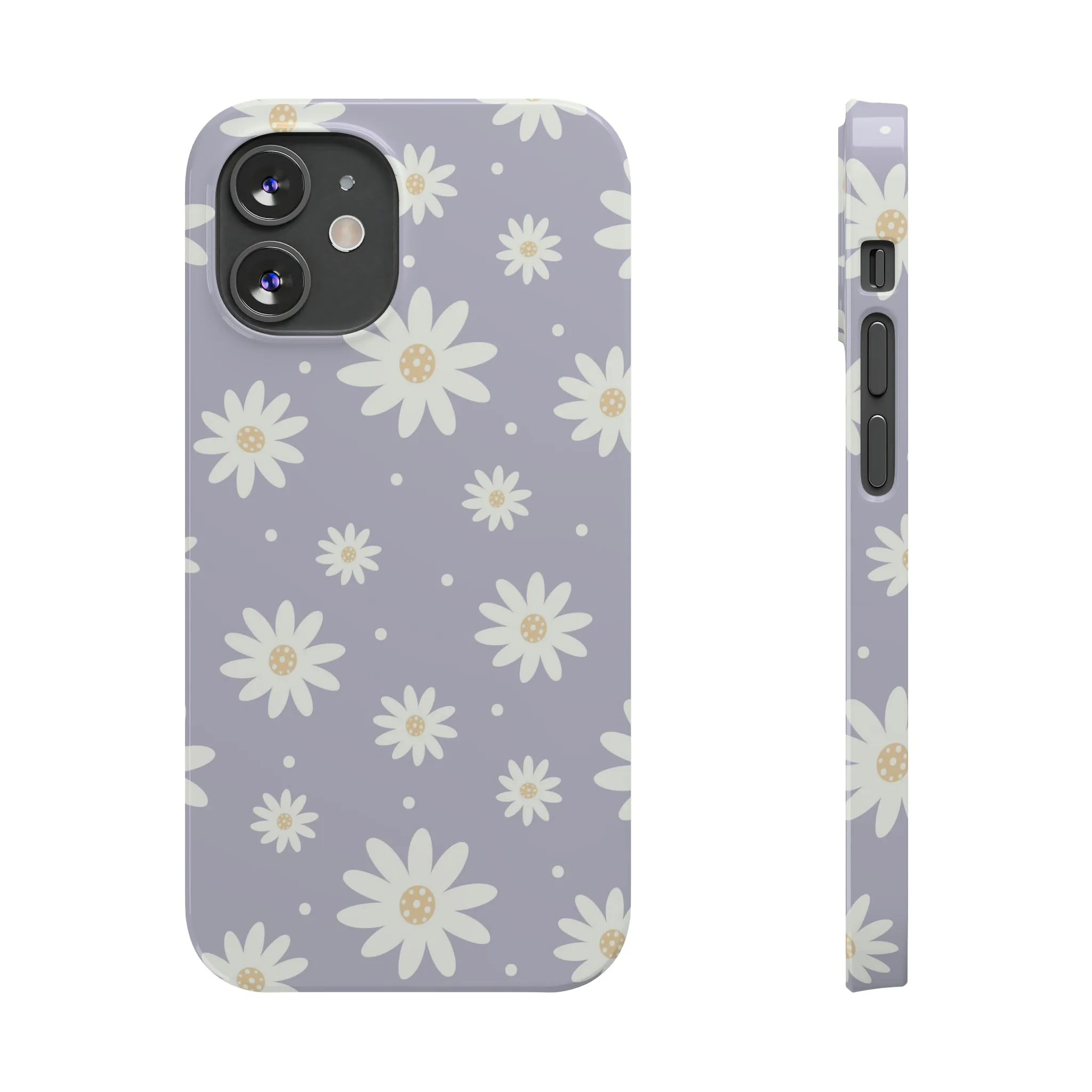 Purple background and Daisies Design Sleek Elegance Wireless-Charging Compatible Phone Case Slim Phone Case compatible with over 20 iphone models