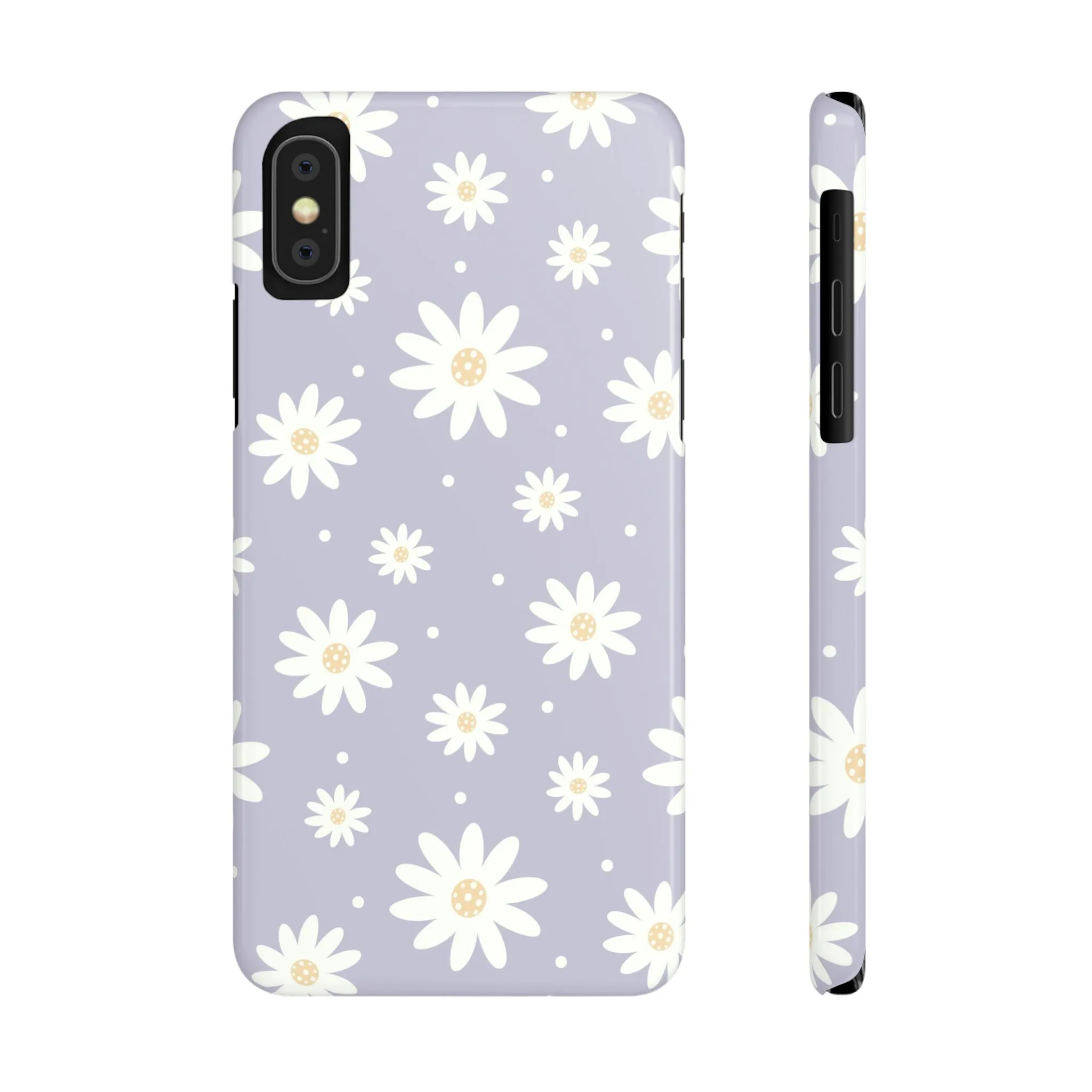 Purple background and Daisies Design Sleek Elegance Wireless-Charging Compatible Phone Case Slim Phone Case compatible with over 20 iphone models