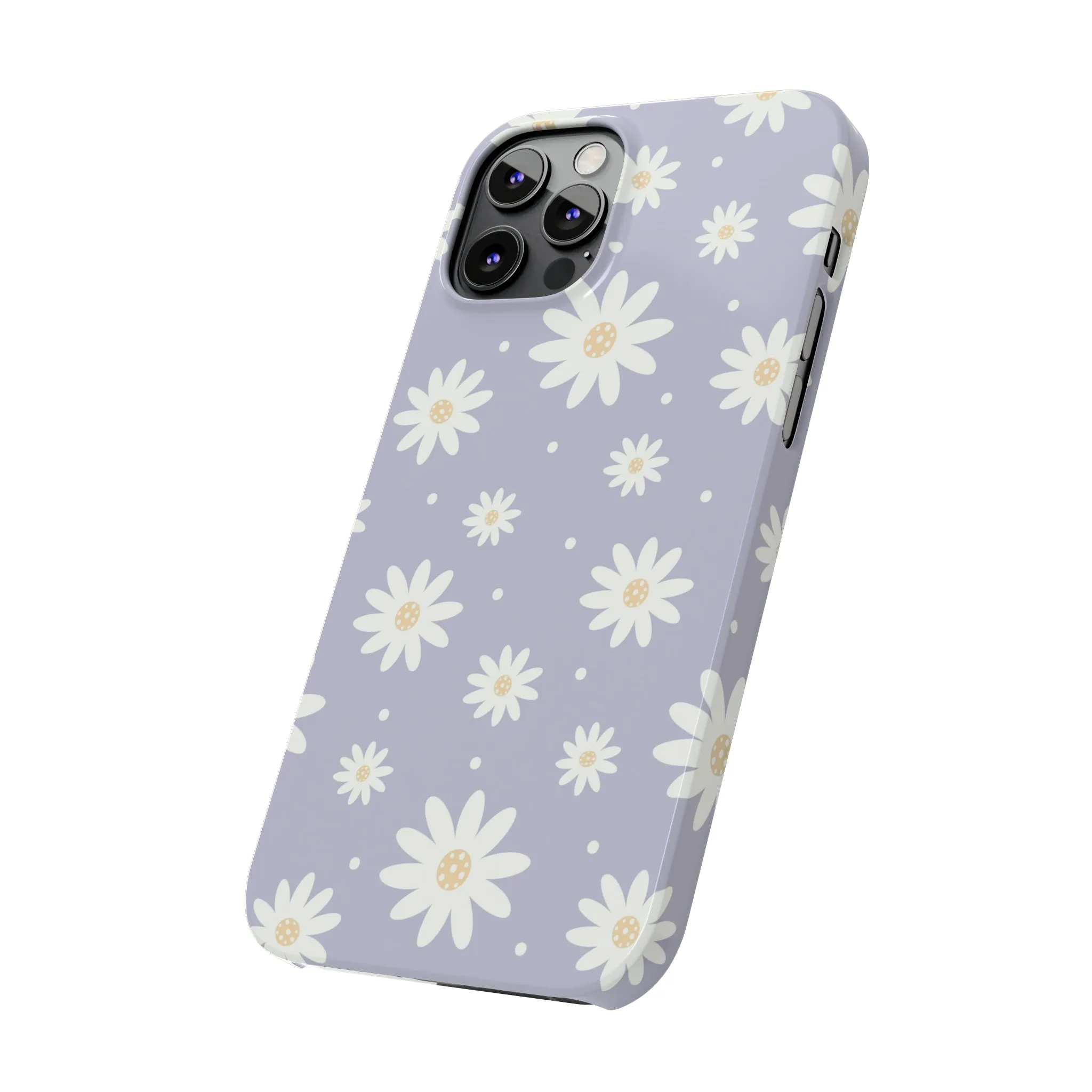 Purple background and Daisies Design Sleek Elegance Wireless-Charging Compatible Phone Case Slim Phone Case compatible with over 20 iphone models