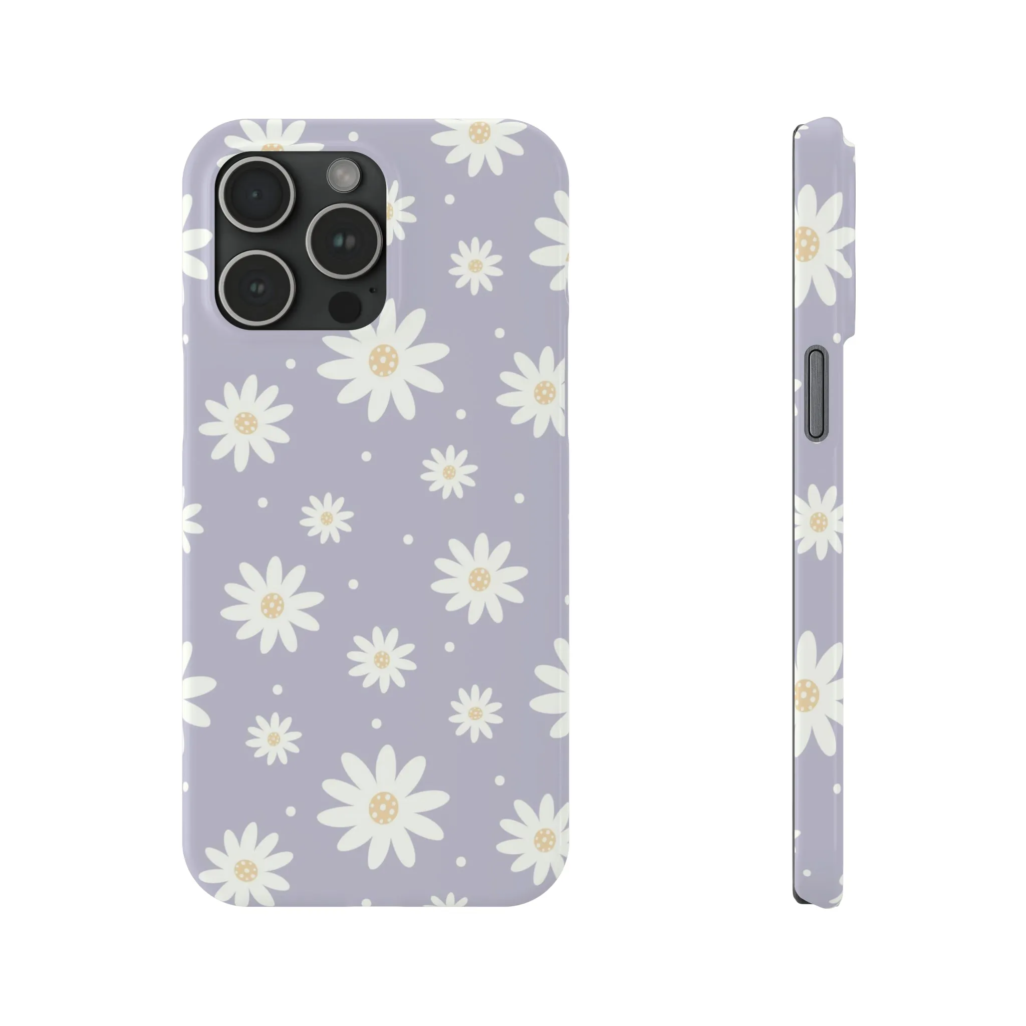 Purple background and Daisies Design Sleek Elegance Wireless-Charging Compatible Phone Case Slim Phone Case compatible with over 20 iphone models