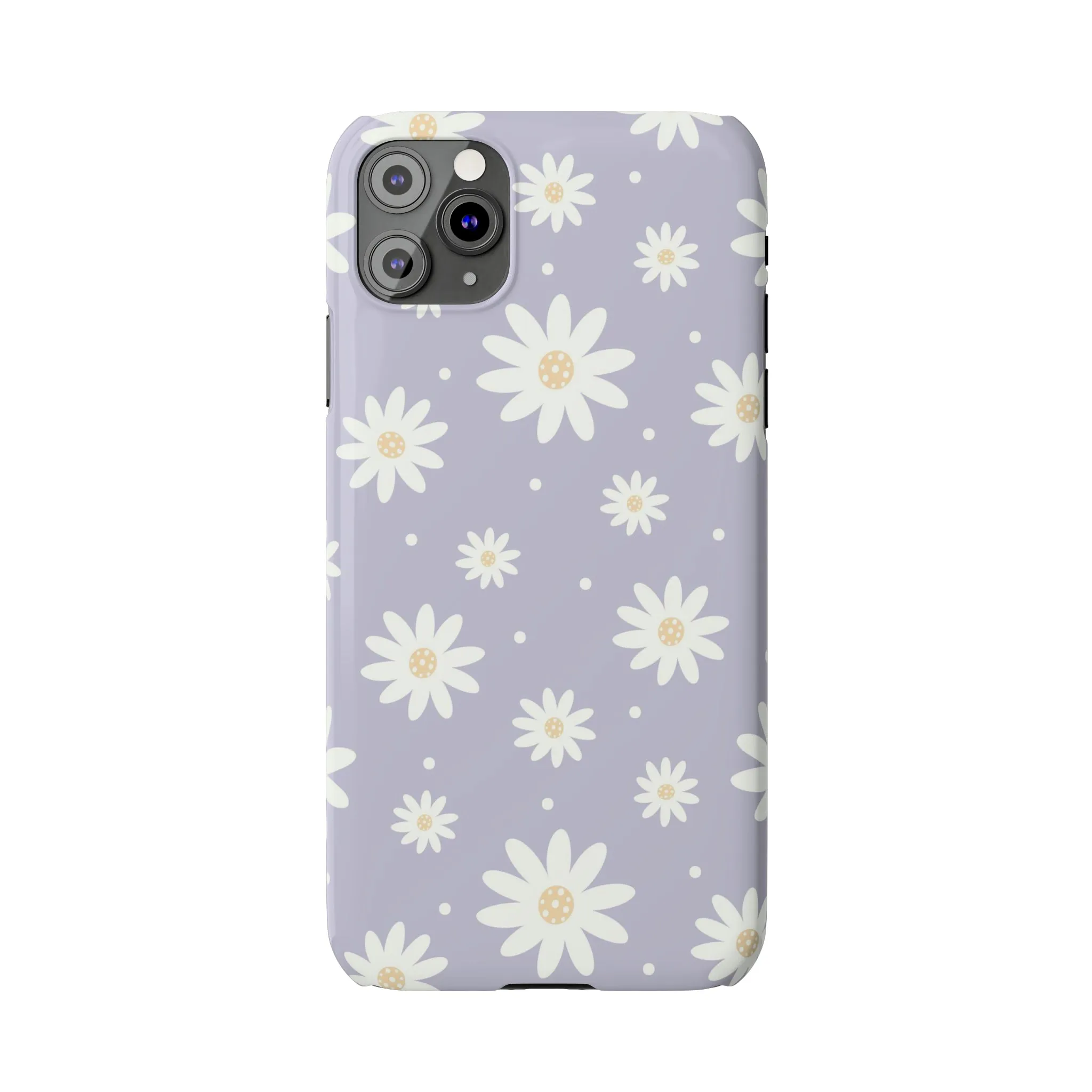 Purple background and Daisies Design Sleek Elegance Wireless-Charging Compatible Phone Case Slim Phone Case compatible with over 20 iphone models