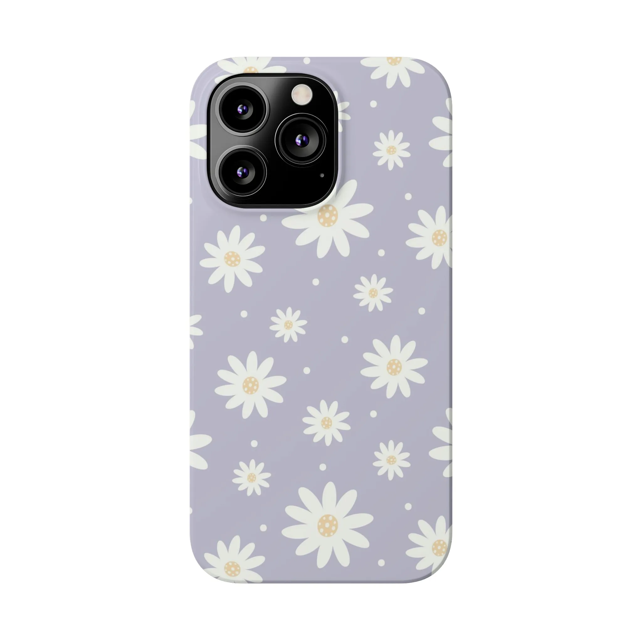 Purple background and Daisies Design Sleek Elegance Wireless-Charging Compatible Phone Case Slim Phone Case compatible with over 20 iphone models