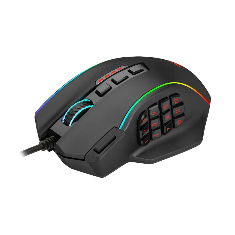 Redragon Perdiction 4 12400Dpi Rgb Mmo Ergo Gaming Mouse - Black