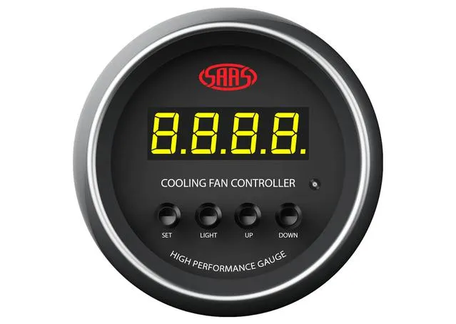 SAAS SG-CFC52B Black Muscle Series Digital Radiator Fan Controller in 52mm Gauge Housing