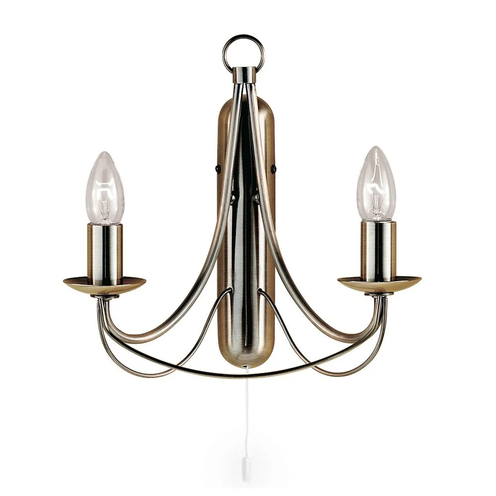 Searchlight 6342-2AB Maypole 2 Light Antique Brass Wall Light