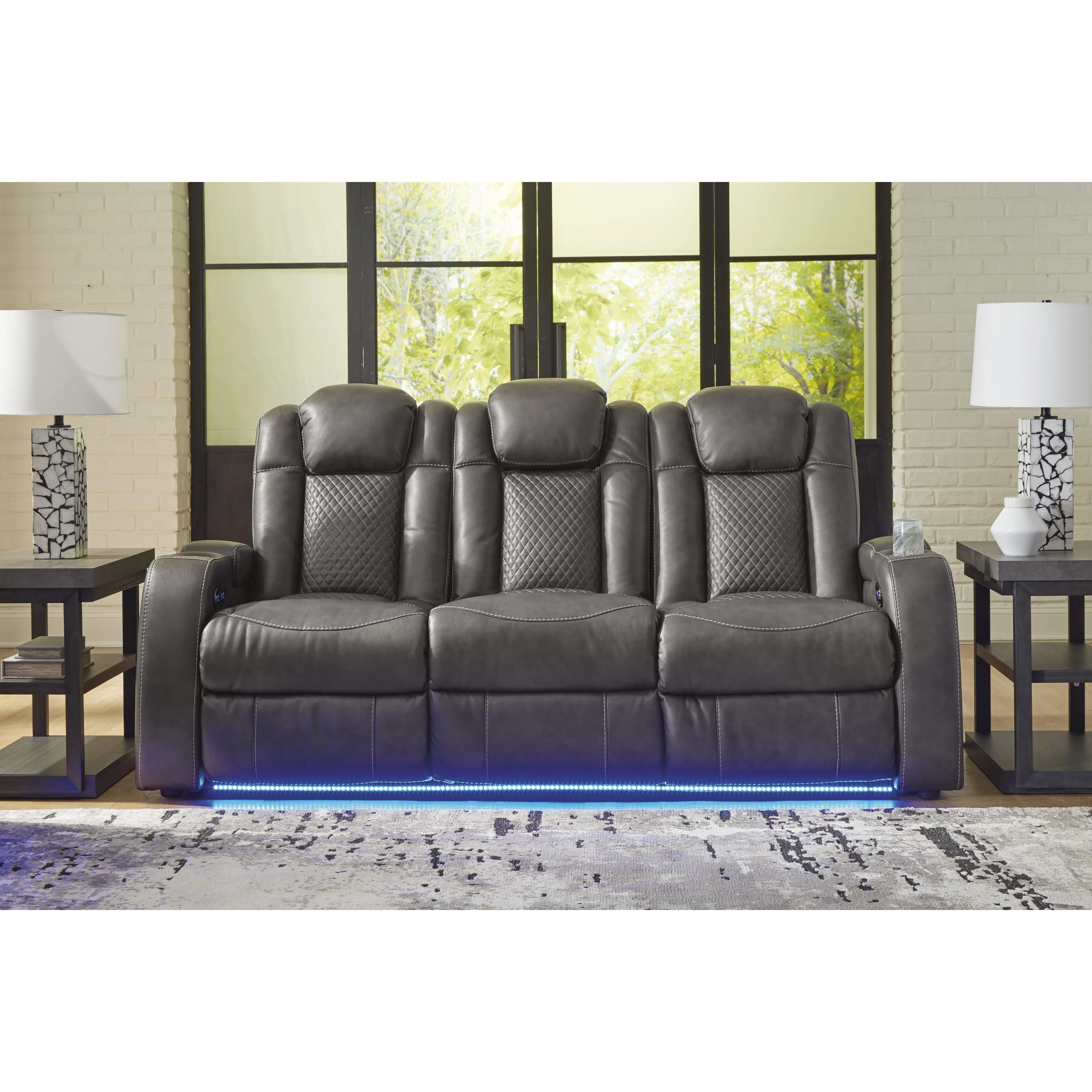 Signature Design by Ashley Fyne-Dyme Power Reclining Leather Look Sofa 3660215