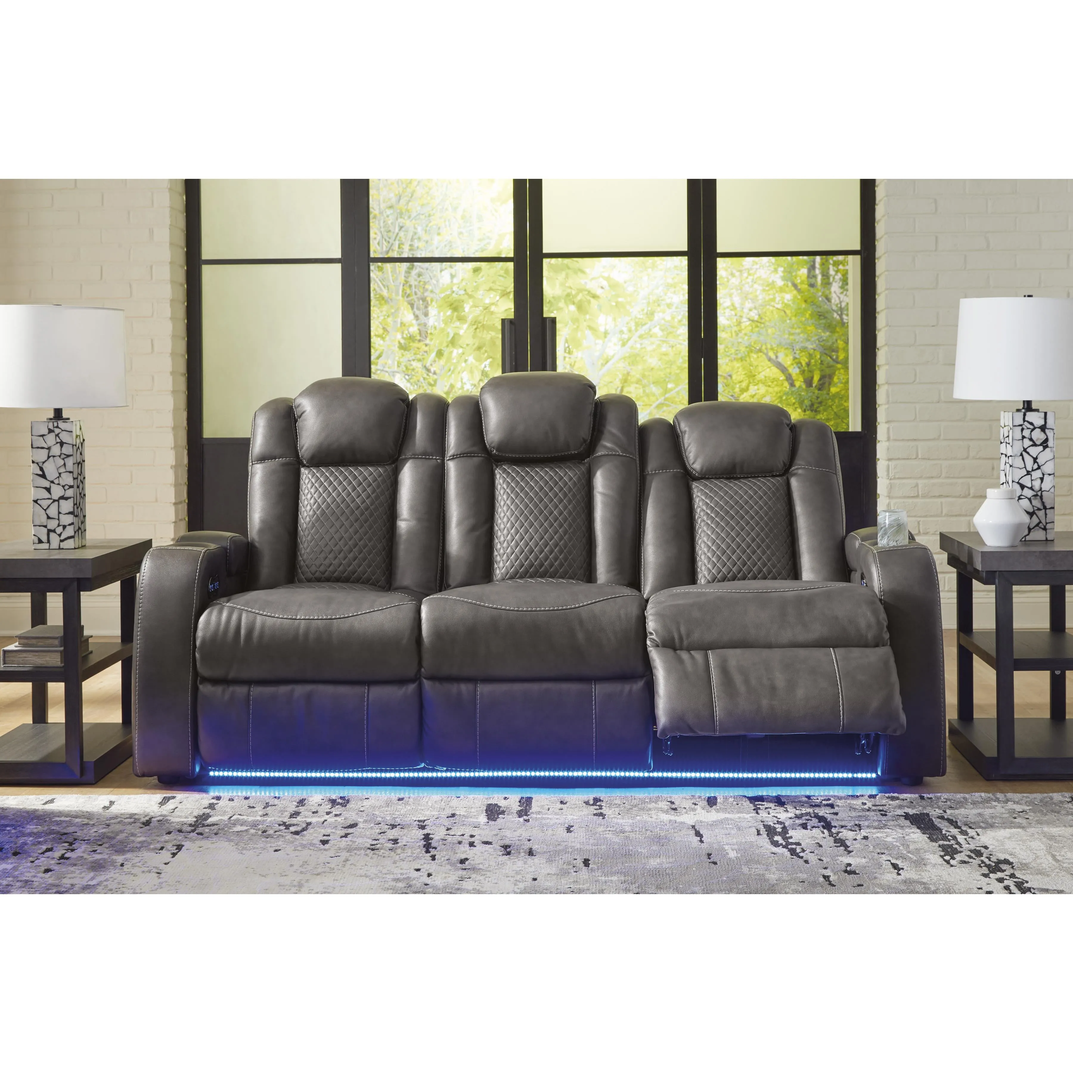 Signature Design by Ashley Fyne-Dyme Power Reclining Leather Look Sofa 3660215