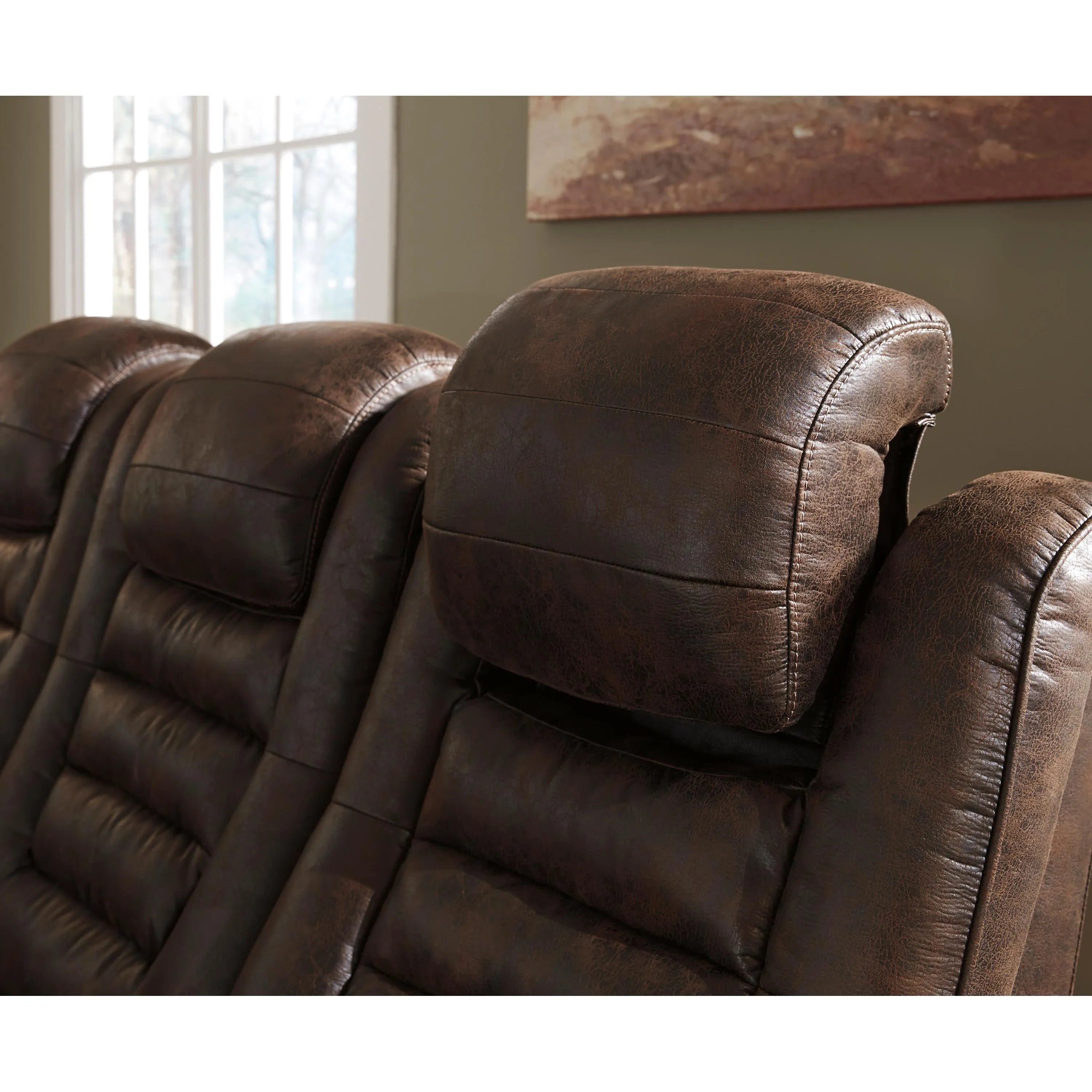 Signature Design by Ashley Game Zone Power Reclining Leather Look Loveseat with Console 3850118C