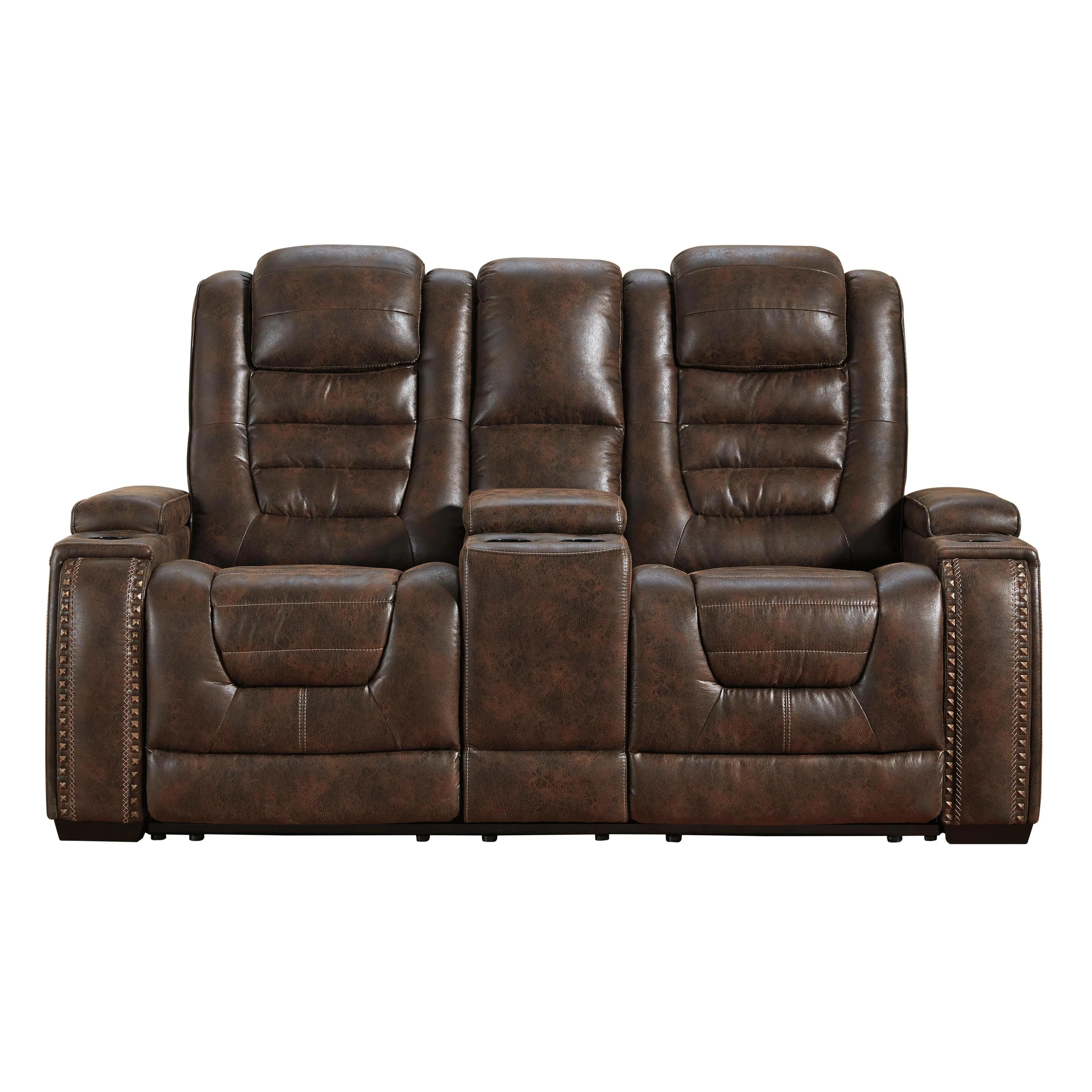 Signature Design by Ashley Game Zone Power Reclining Leather Look Loveseat with Console 3850118C