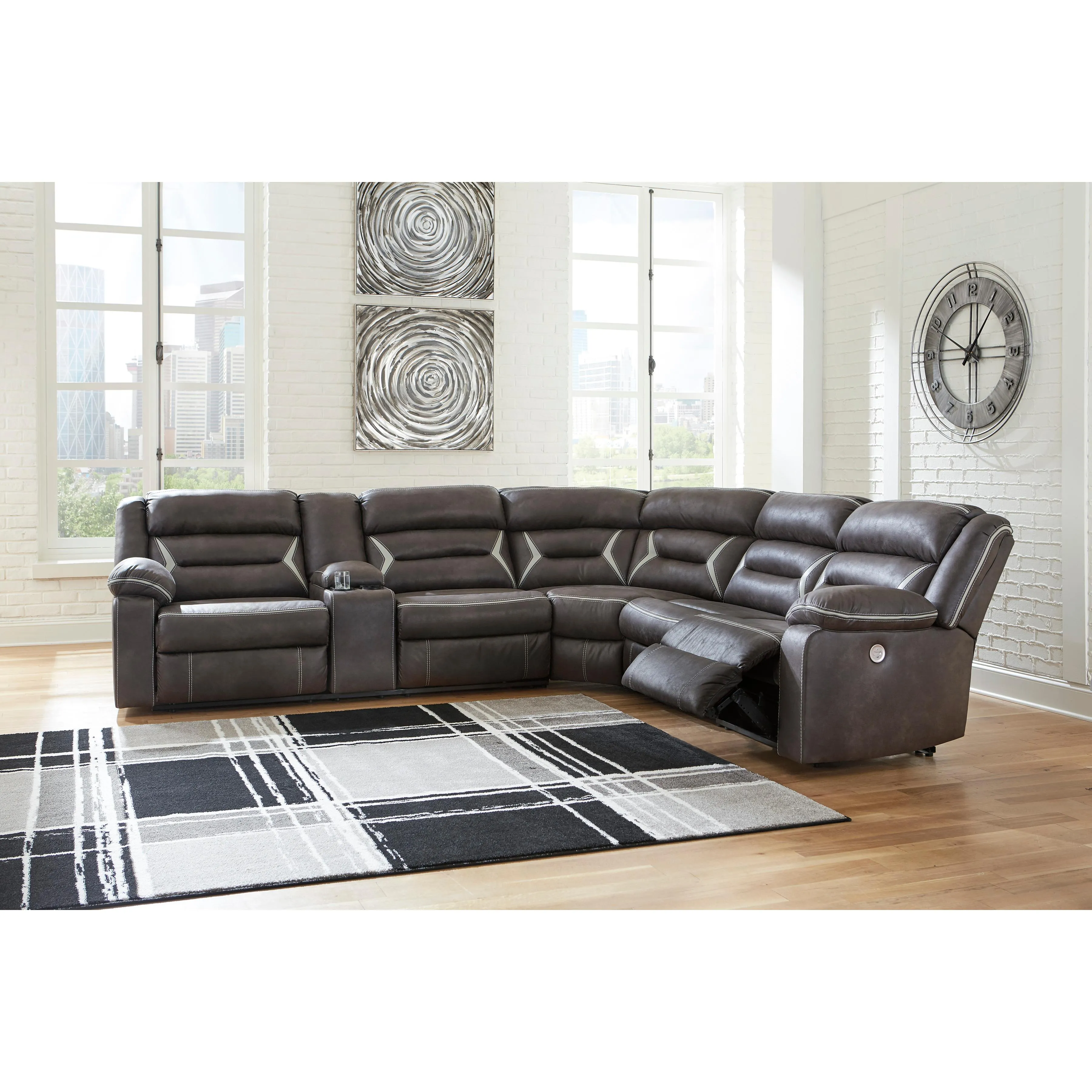 Signature Design by Ashley Kincord Power Reclining Leather Look 4 pc Sectional 1310459/1310477/1310446/1310462