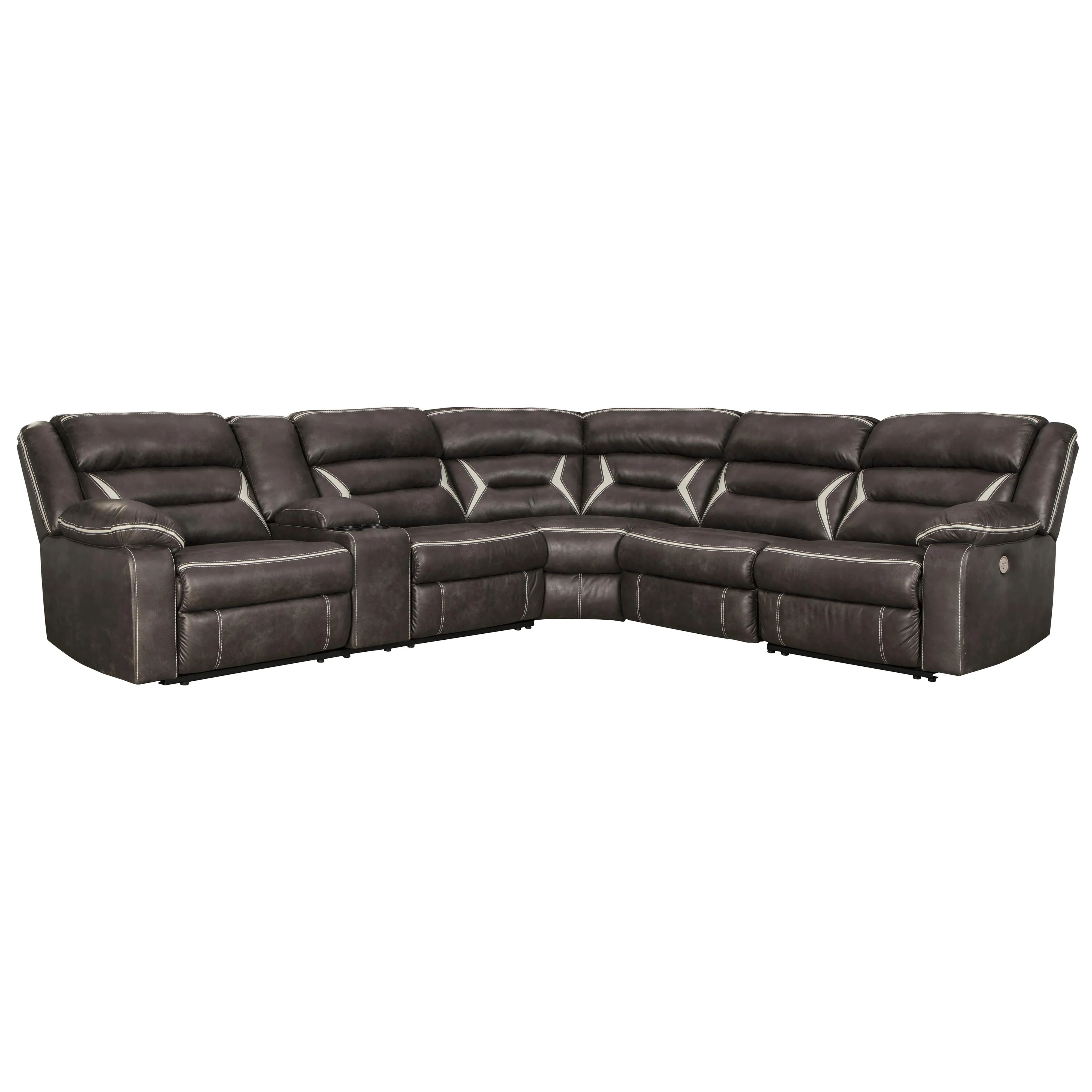 Signature Design by Ashley Kincord Power Reclining Leather Look 4 pc Sectional 1310459/1310477/1310446/1310462