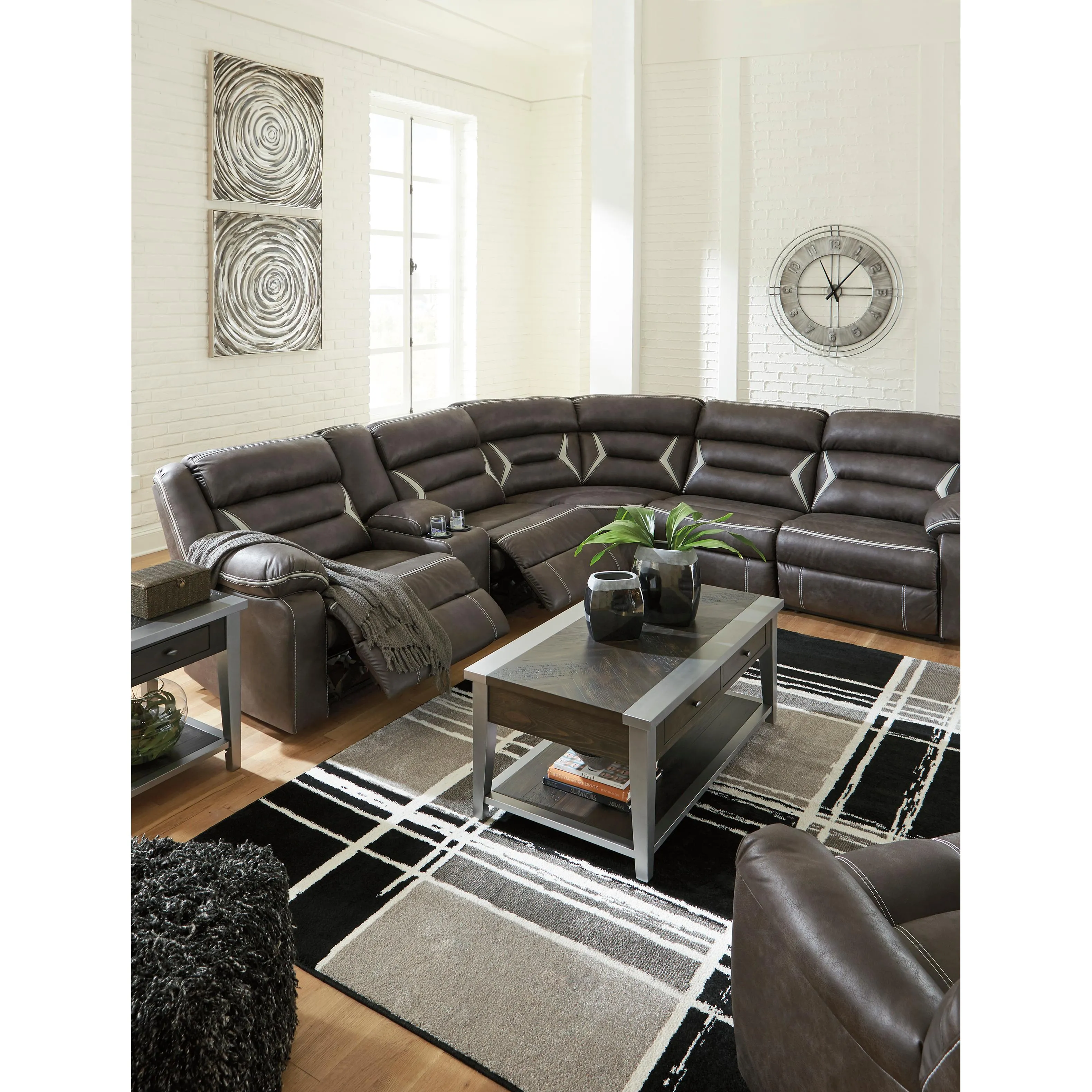 Signature Design by Ashley Kincord Power Reclining Leather Look 4 pc Sectional 1310459/1310477/1310446/1310462