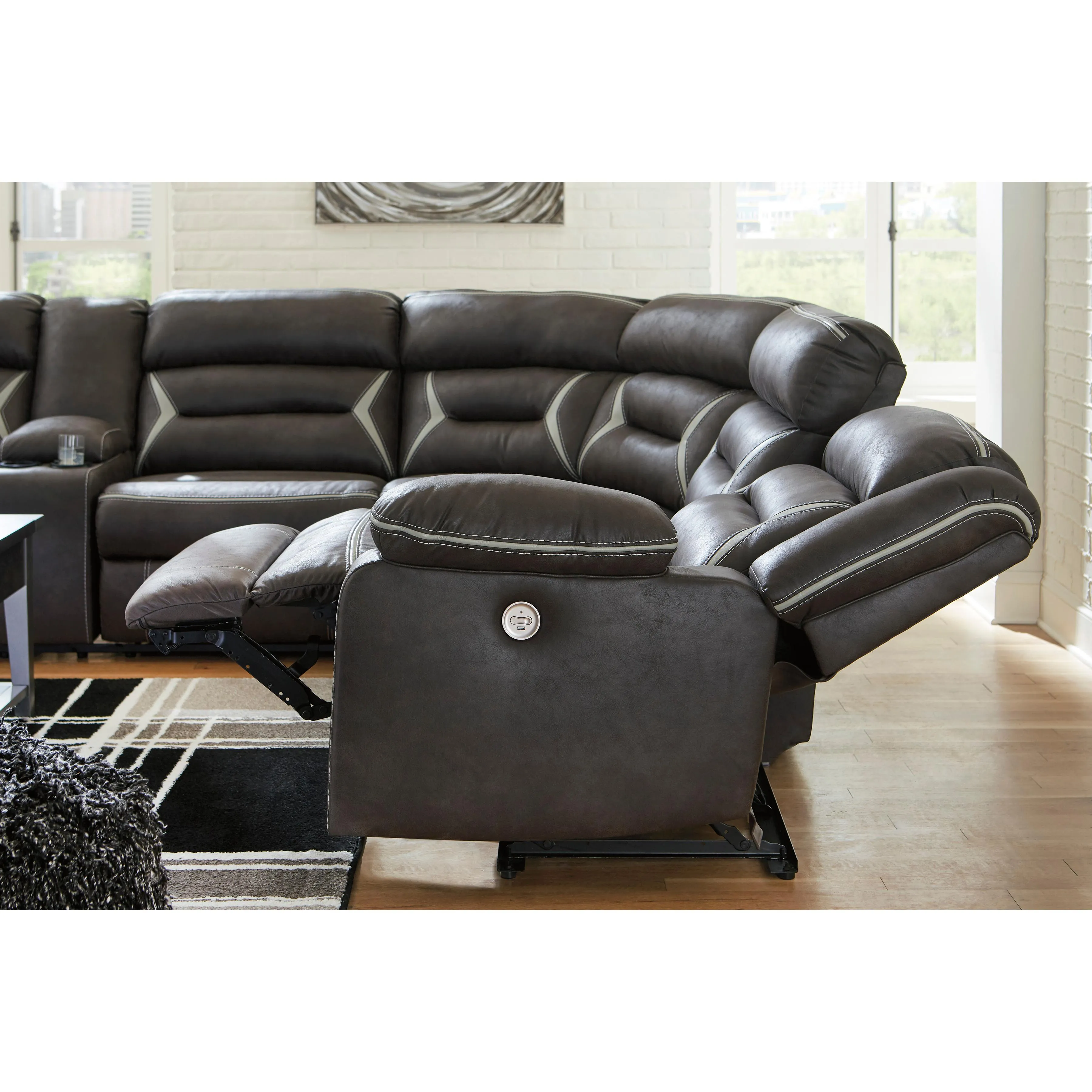 Signature Design by Ashley Kincord Power Reclining Leather Look 4 pc Sectional 1310459/1310477/1310446/1310462