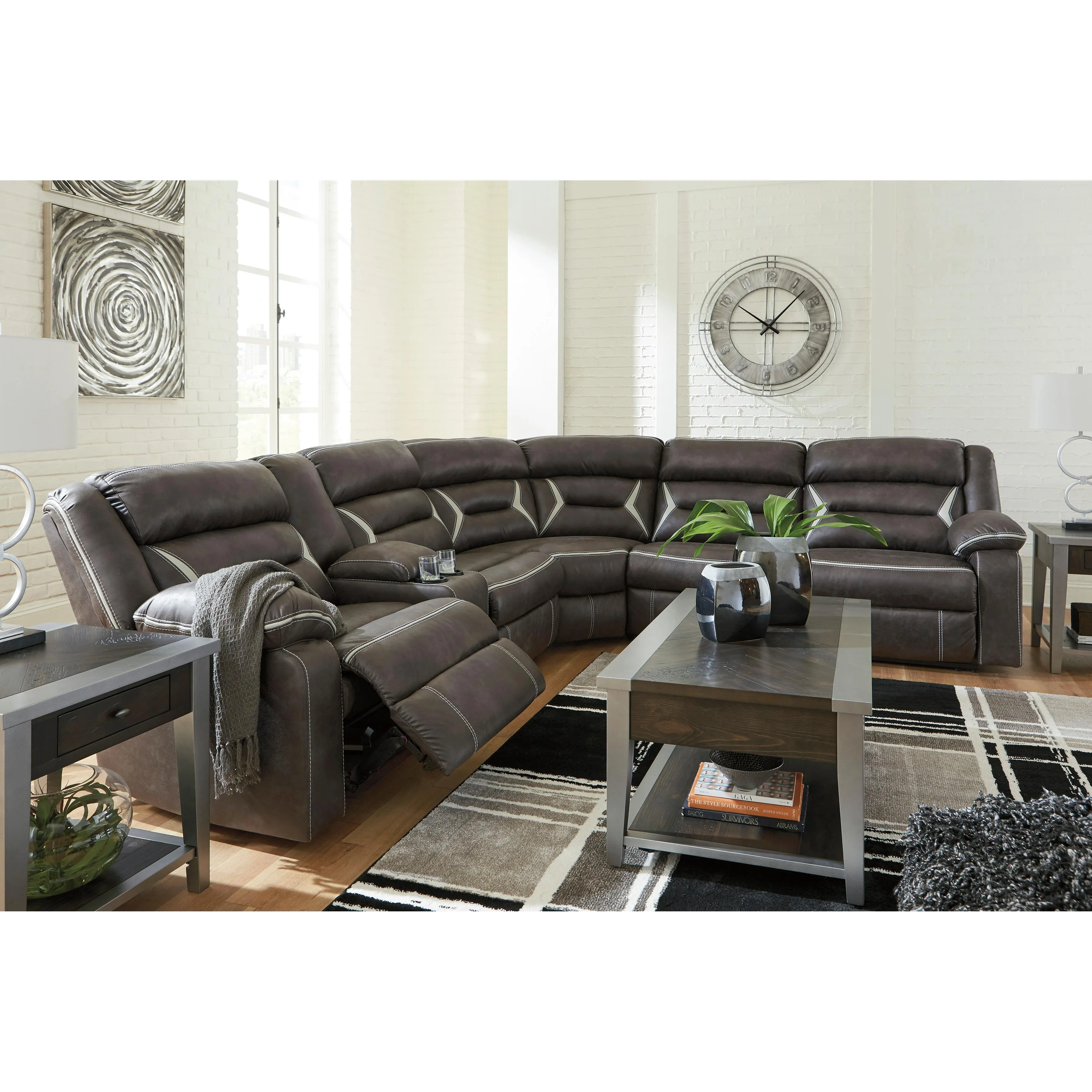 Signature Design by Ashley Kincord Power Reclining Leather Look 4 pc Sectional 1310459/1310477/1310446/1310462