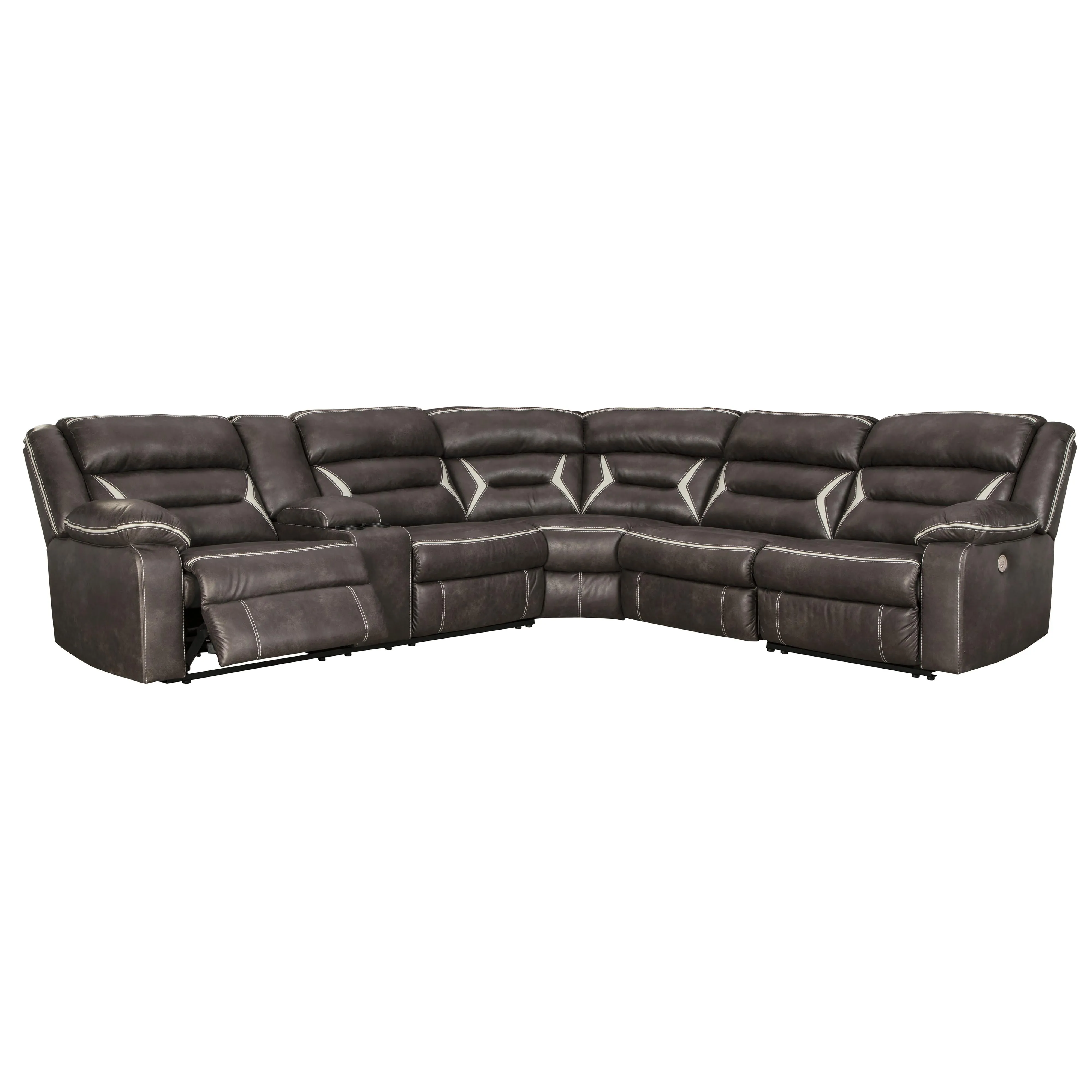 Signature Design by Ashley Kincord Power Reclining Leather Look 4 pc Sectional 1310459/1310477/1310446/1310462