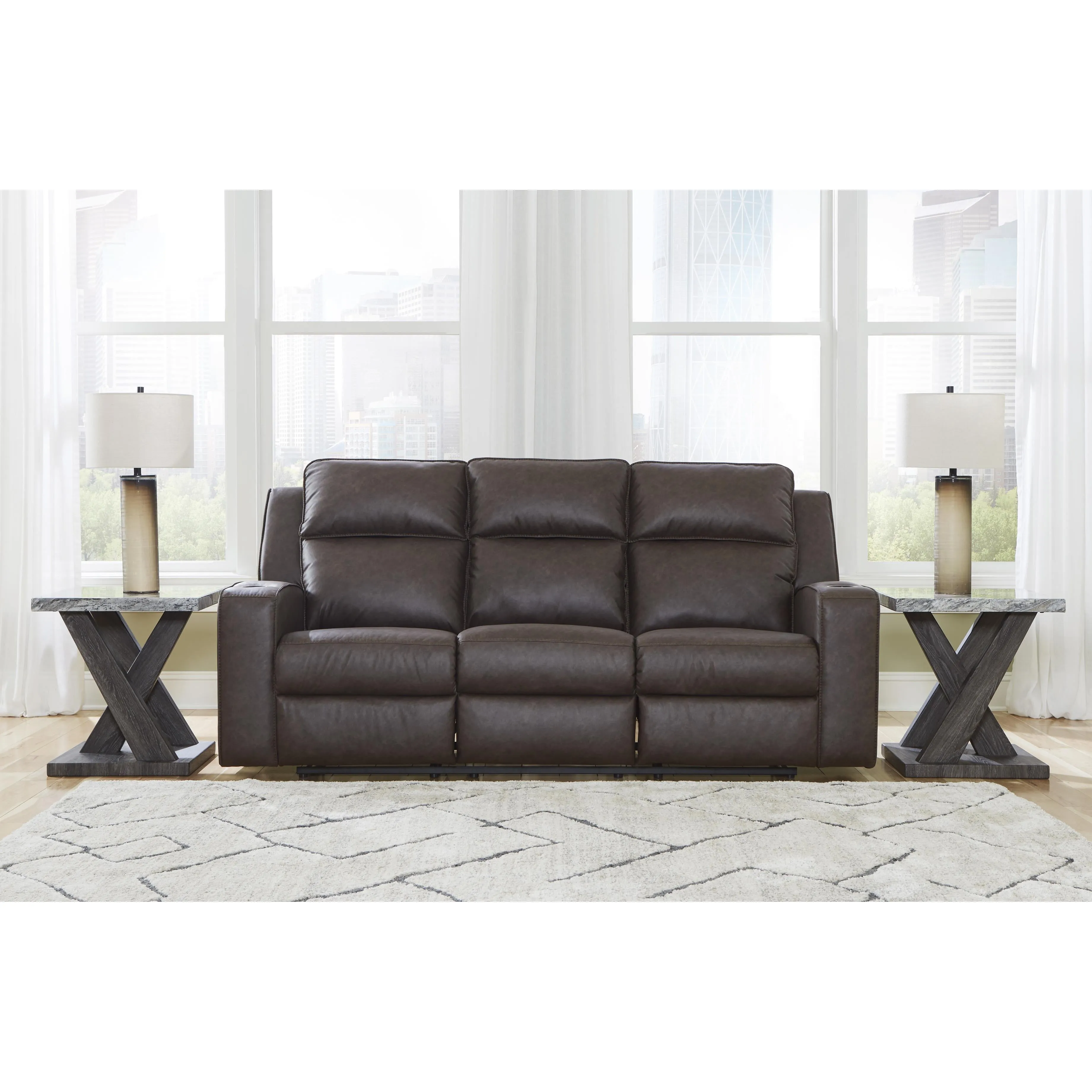 Signature Design by Ashley Lavenhorne Reclining Leather Look Sofa 6330689C