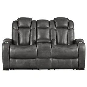 Signature Design by Ashley Turbulance Power Reclining Leather Look Loveseat with Console 8500118C