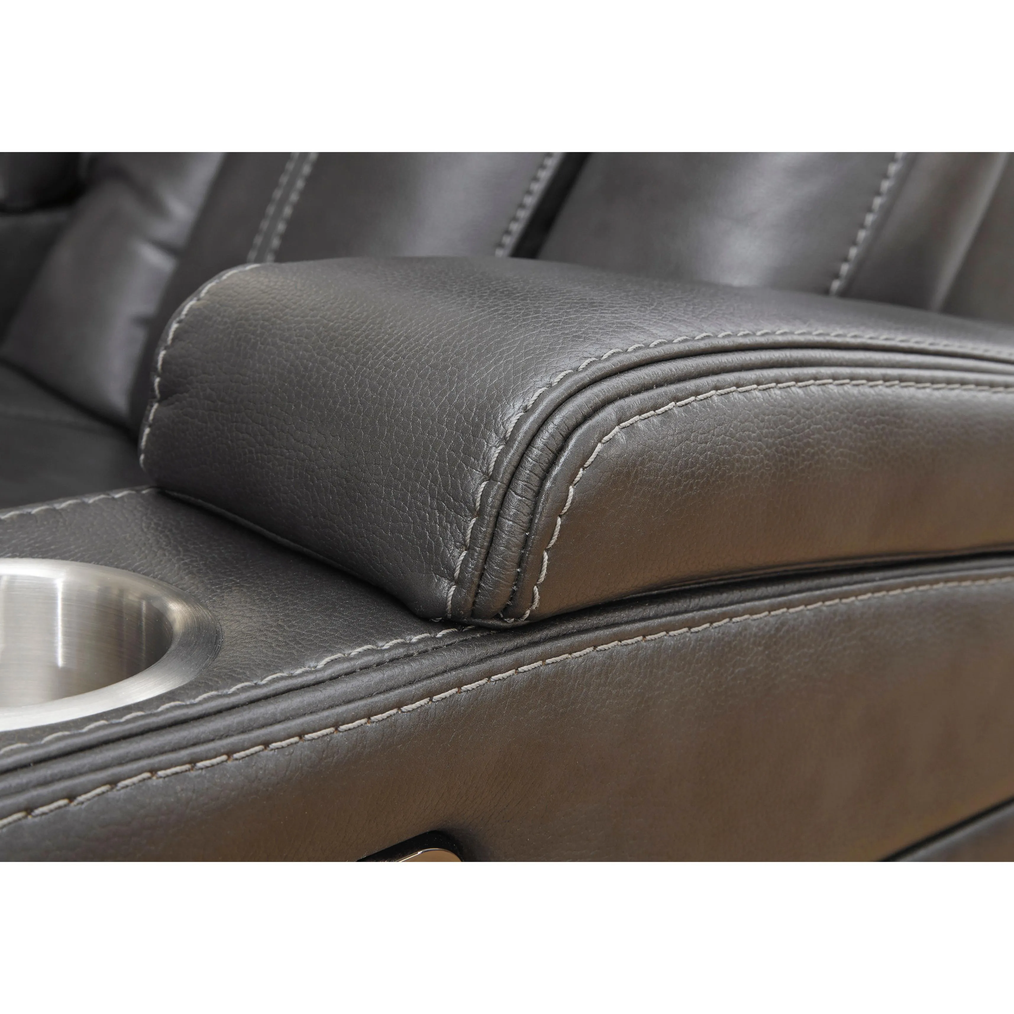 Signature Design by Ashley Turbulance Power Reclining Leather Look Loveseat with Console 8500118C