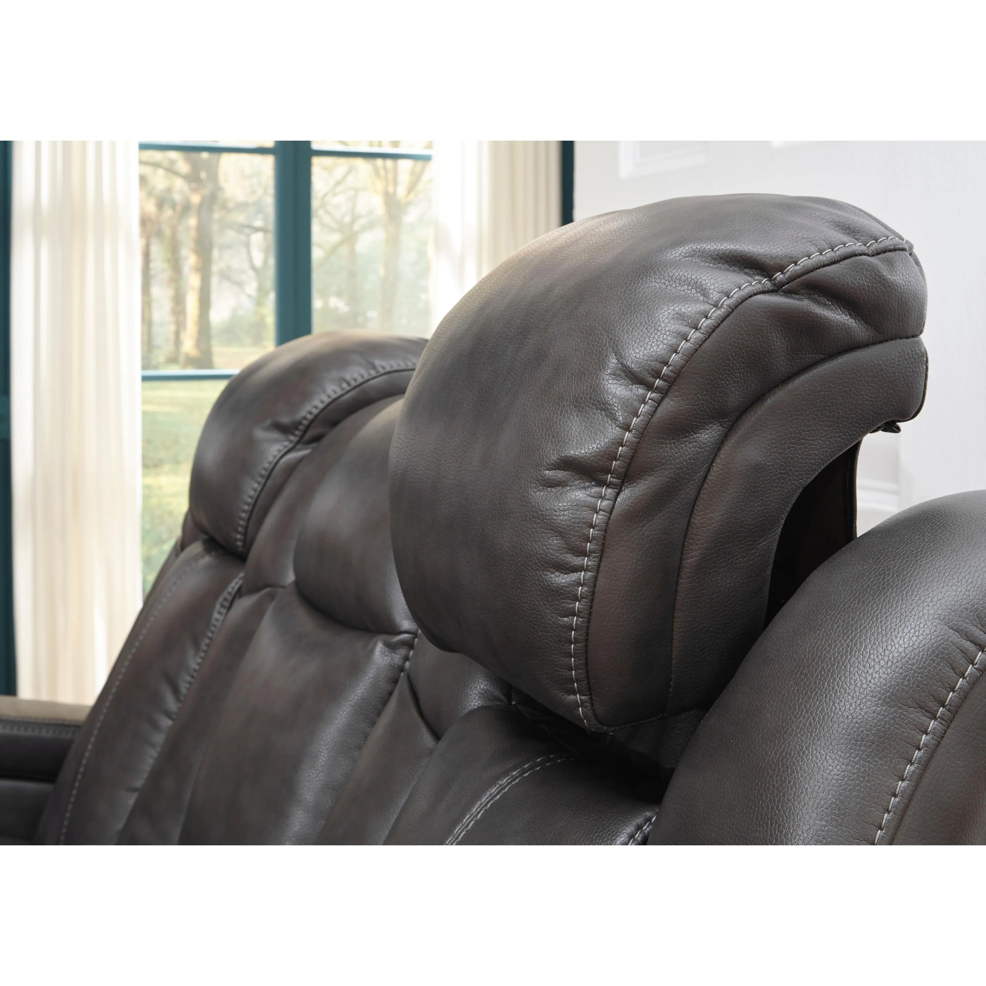 Signature Design by Ashley Turbulance Power Reclining Leather Look Loveseat with Console 8500118C