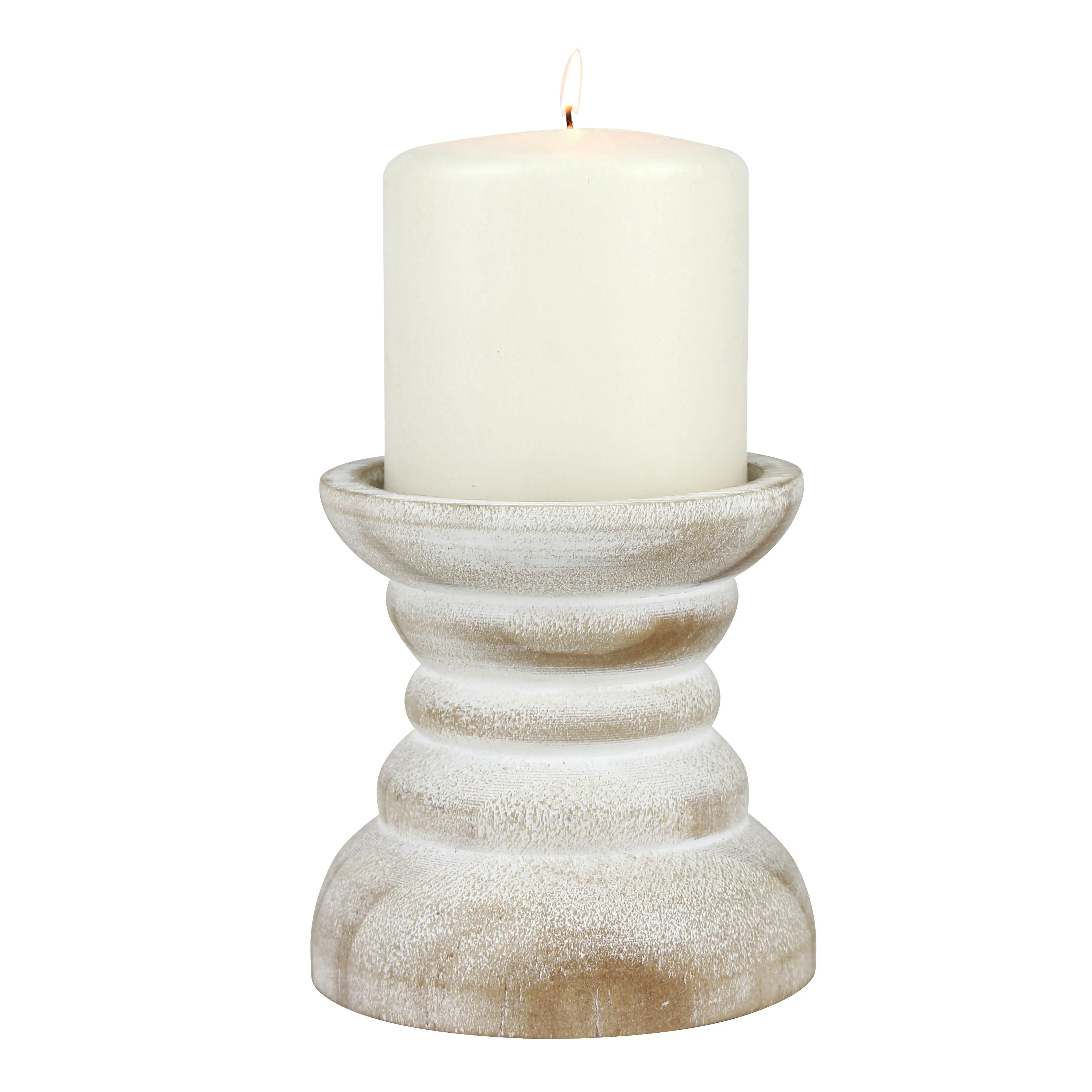 Small White Beach House Pillar Candle Holder