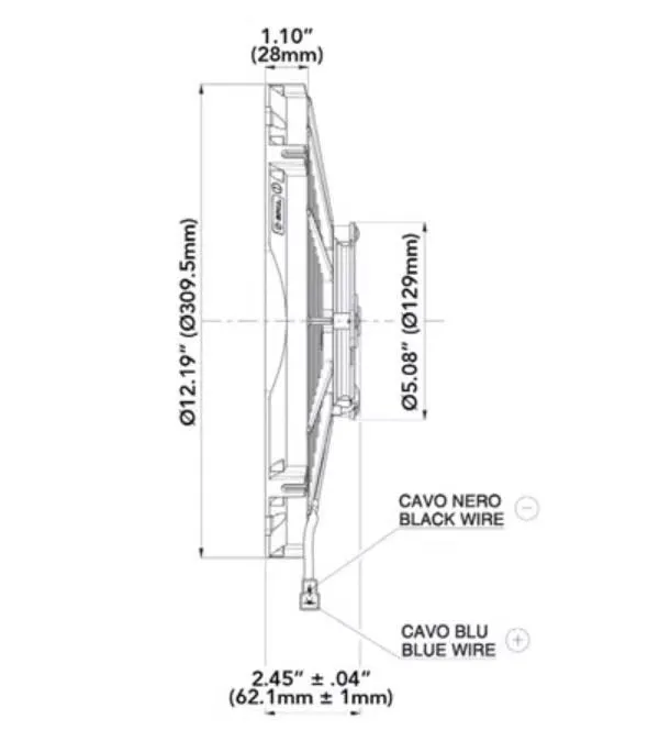 SPAL 11.00" Electric Fan Pusher Style Medium Profile 962CFM 10 Blade Straight Style Blade - 30101502