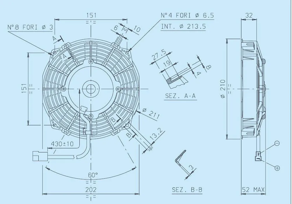 SPAL Electric Fan (7.5" - Puller Style - Low Profile - 437 CFM) 30100358