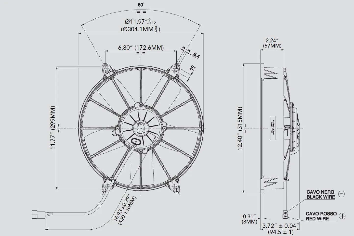 SPAL Electric Radiator Fan (11" - Puller Style - High Performance - 1363 CFM) 30102054