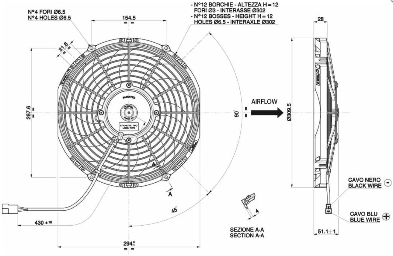 SPAL Electric Radiator Fan (11" - Puller Style - Low Profile - 844 CFM) 30100411