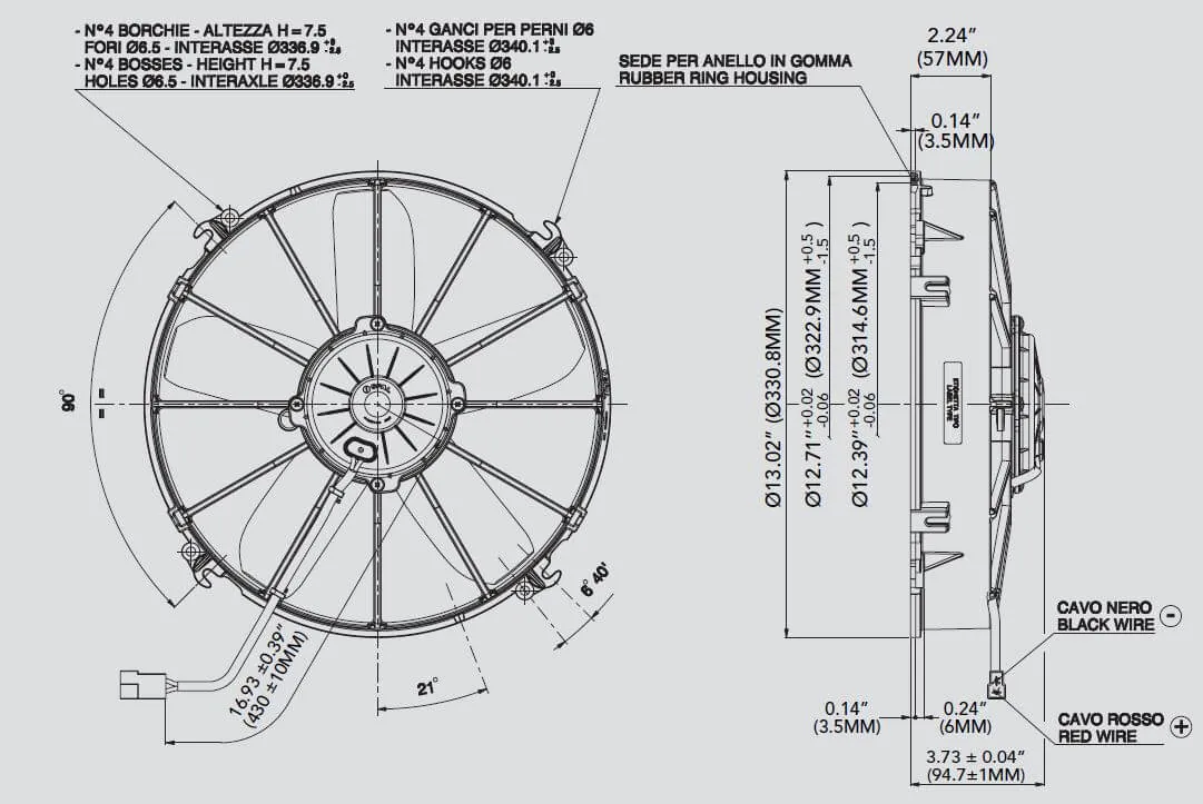 SPAL Electric Radiator Fan (11" - Pusher Style - High Performance - 1363 CFM) 30102040