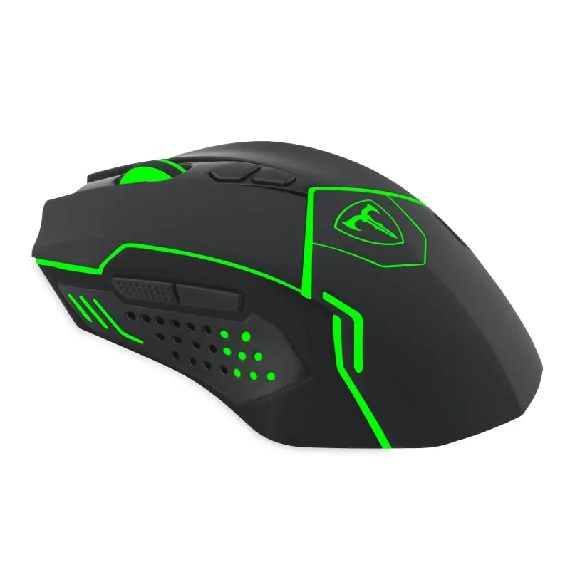 T-Dagger Aircraftman 2400Dpi 8 Button|Ambi-Design|Green Backlit Gaming Mouse - Black