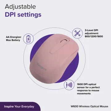 Targus W600 Wireless / Cordless Optical Mouse Compatible - Windows® & Mac® | 2.4 Ghz Wireless Technology | AA Alkaline Battery (AMW600)