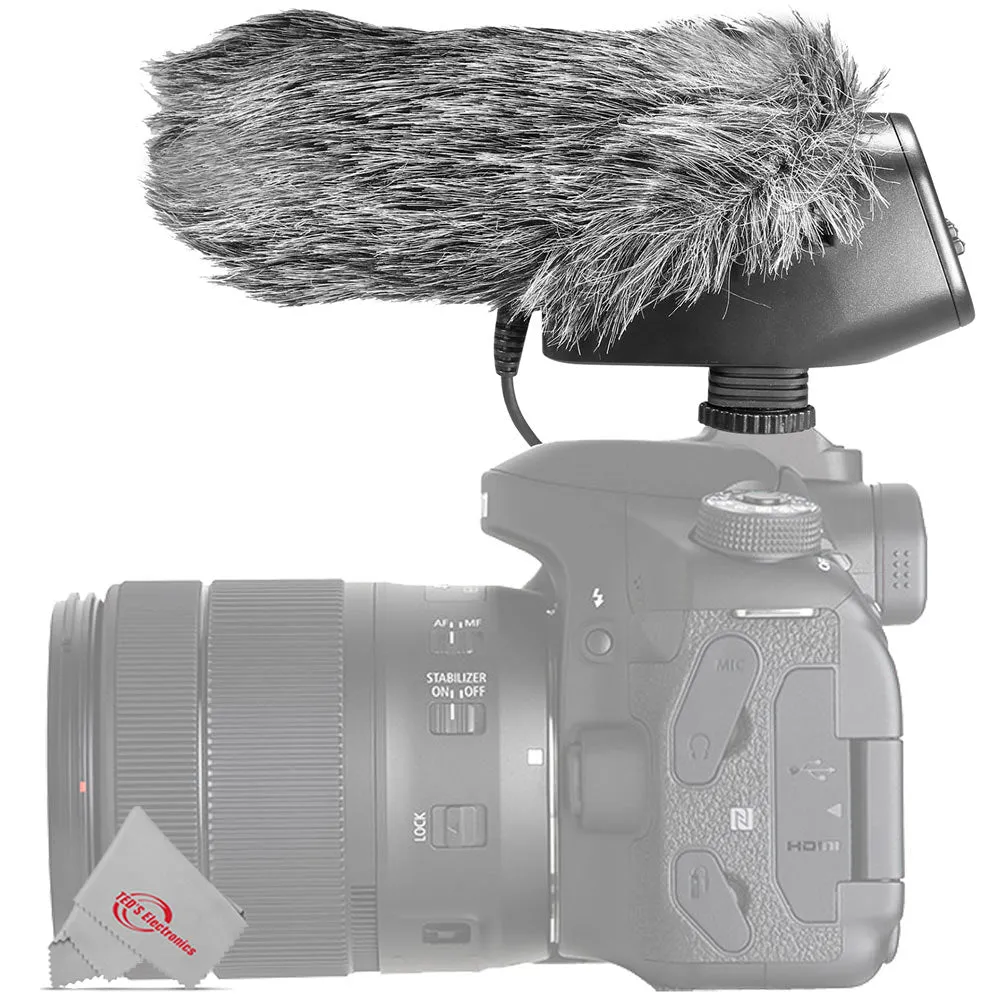 Vidpro On Camera Professional Cardiod Condenser Shotgun Microphone with Furry Windscreen for DSLRS Camcorders and Video Recorders