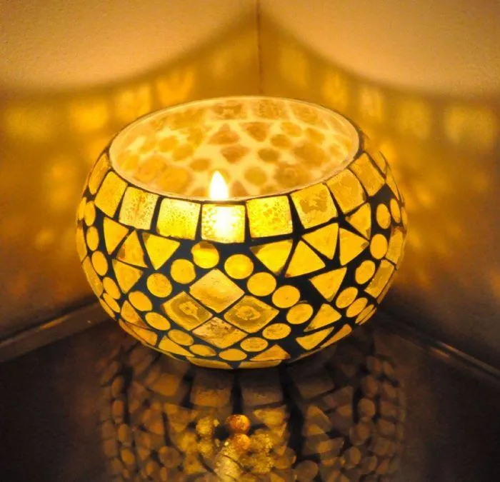 Vintage Mosaic Illuminated Candle Holders - Handmade Tea Light Candle Holders