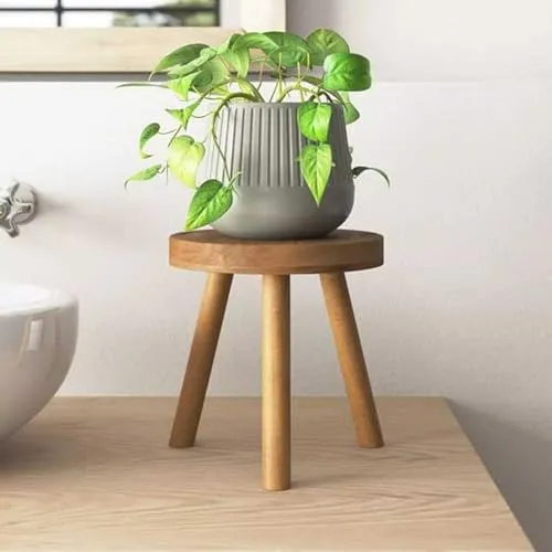 WOOYNEX WOODEN Multifunctional Plant Stand - Modern Home Decor, Wood Planter Holder for Flower Pots, For Living Room Bedroom Balcony Indoor and Outdoor - Kids Stool-(Natural)