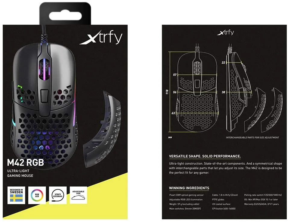 XTRFY M42 RGB Ultra Light Gaming Mouse - (Black)