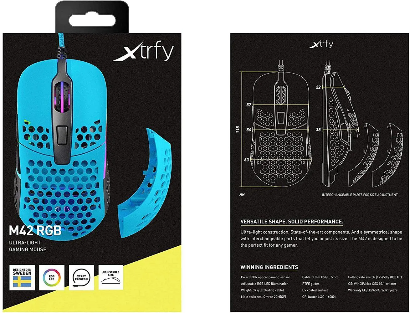 XTRFY M42 RGB Ultra Light Gaming Mouse - (Blue)