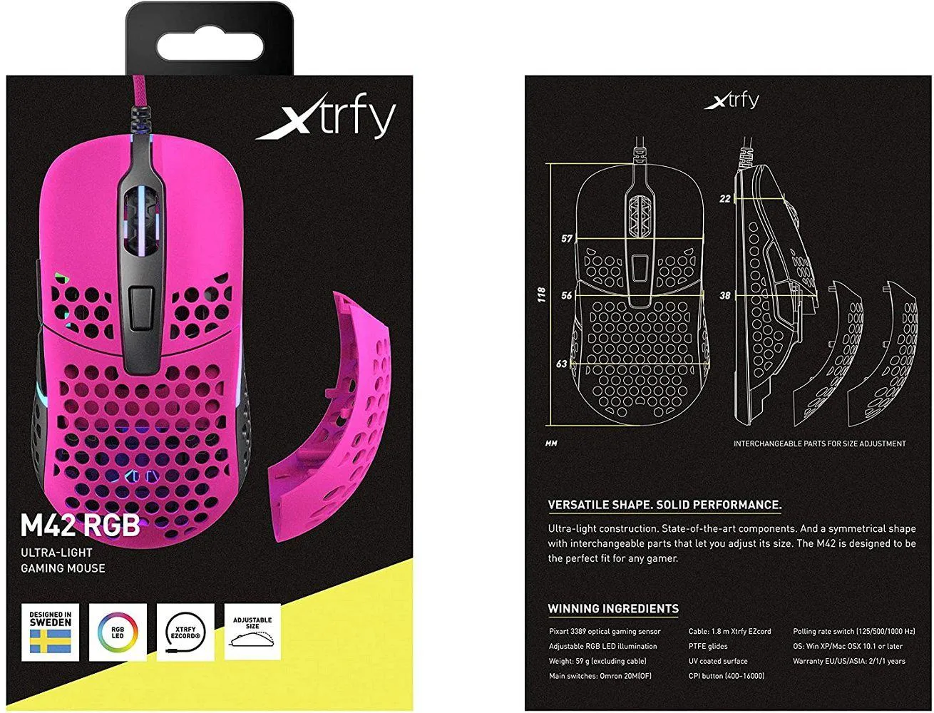 XTRFY M42 RGB Ultra Light Gaming Mouse - (Pink)