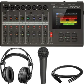 Zoom R20 Portable Multitrack Recorder   Behringer XM8500 Vocal Microphone Accessory Kit